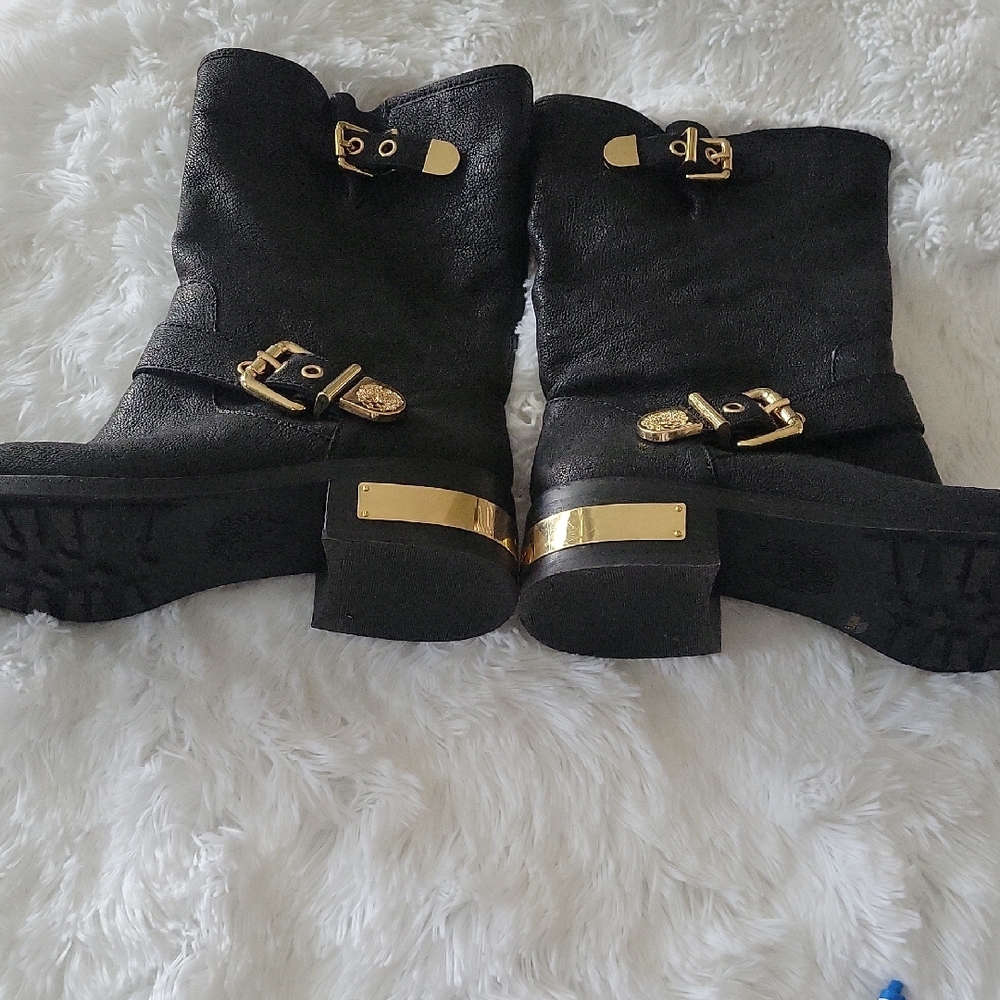 VINCE CAMUTO Black and Gold Women's Winchell Boots